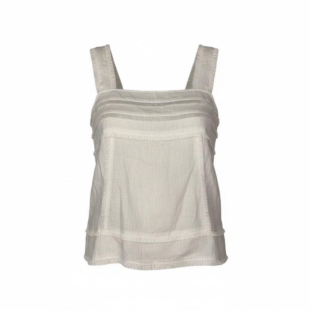 NWT J Crew Linen White Fringe Tank Top Sleeveless Top Blouse Size 6
